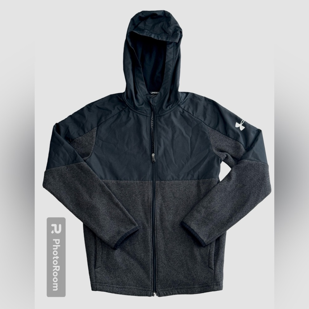 Under Armour Cold Gear Jacket Youth Boys Medium Fleece Full Zip Black